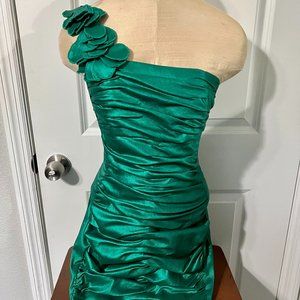 Jessica McClintock Sz 6 Dress - One Shoulder/Green/Shimmery